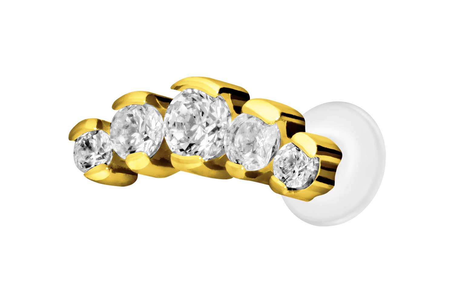 PTFE Labret Piercing mit Innengewinde + Titan-Aufsatz 5 EINGEFASSTE KRISTALLE